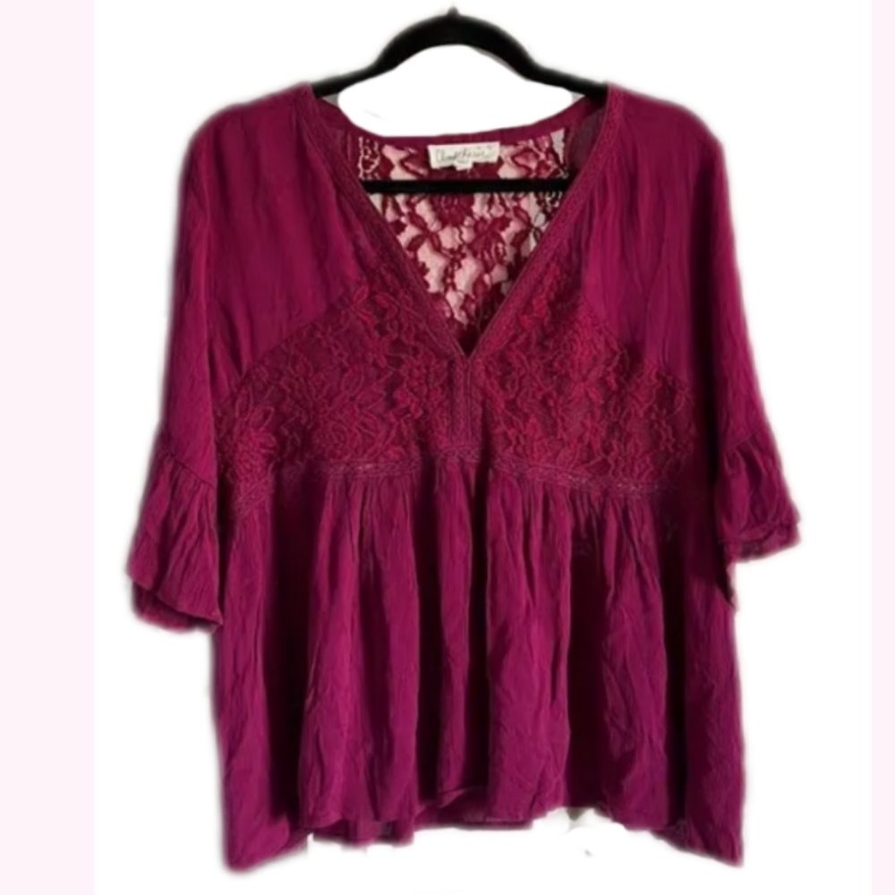 Boho Lace Top Wine Color NWT - Picture 11 of 16